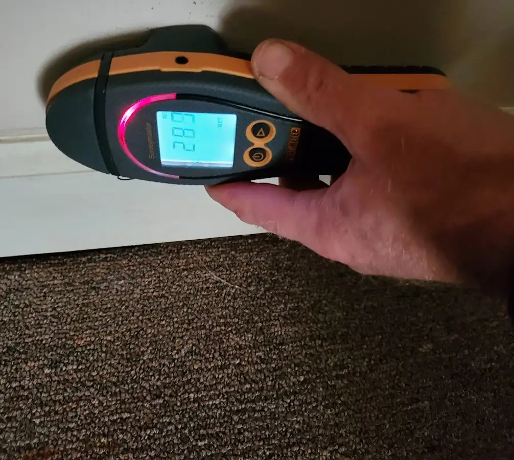 Moisture detection at baseboard during Sewage Cleanup & Sanitation in McMinnville